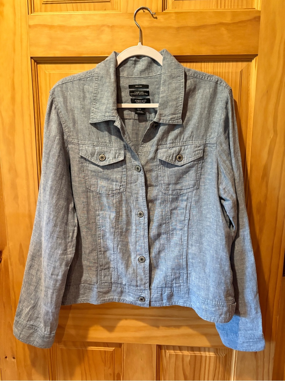 Jones & Co. (Jones New York) 100% linen chambray trucker jacket blue women’s XL